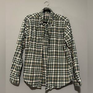 Eddie Bauer size L large button up dress shirt casual green and orange